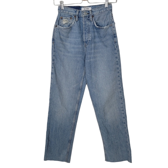 Re/Done Denim - Redone 70s Ultra High Rise Stovepipe Worn Blue Wash New With Tags Size 23